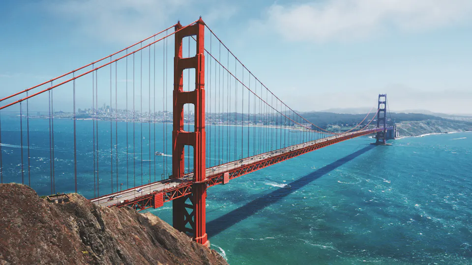 The Golden Gate Bridge in San Francisco on a clear day