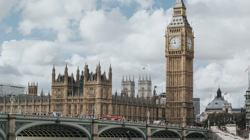 Big Ben and the Houses of Parliament seen from Westminster Bridge